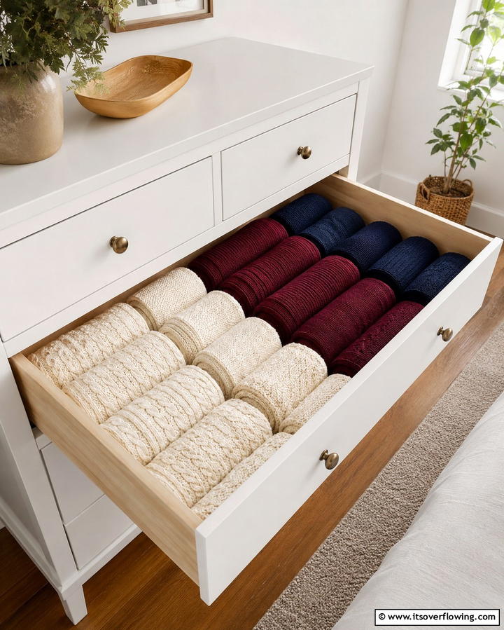 Roll Instead of Fold - 20 Sweater Storage Ideas to Organize Your Wardrobe