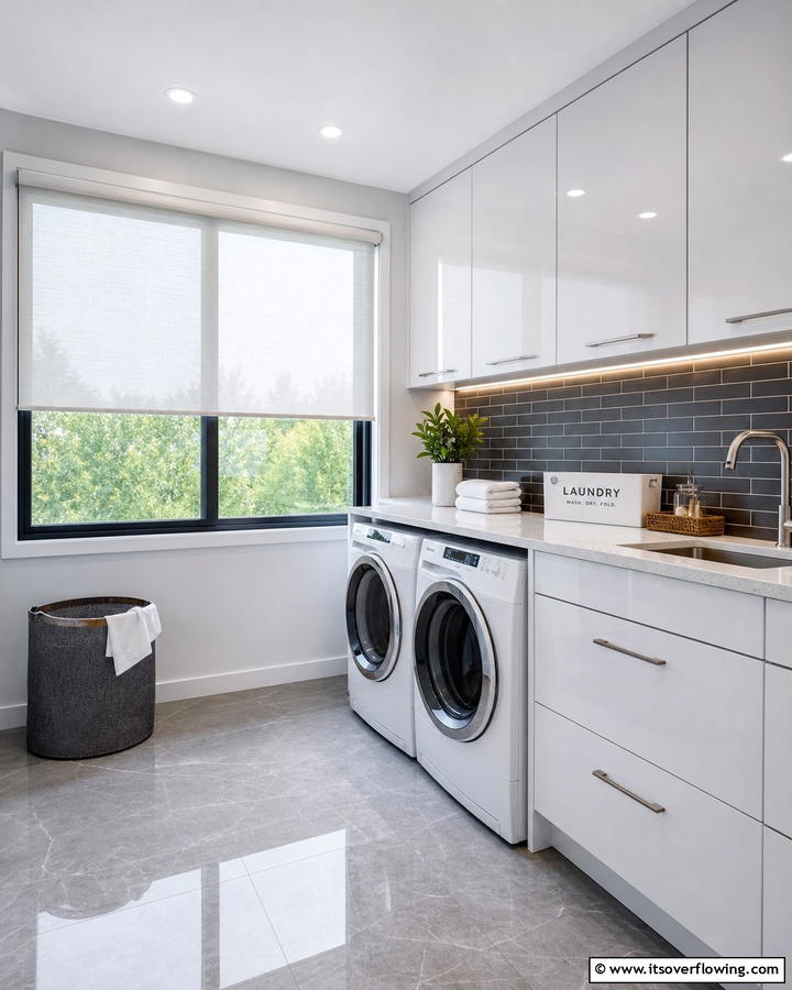 Roller Shades for a Sleek and Modern Look - 20 Laundry Room Curtain Ideas for a Stylish and Private Space