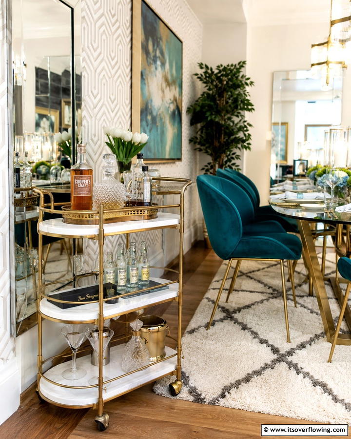 Rolling Bar Cart - 30 Dining Room Storage Ideas for Clutter-Free Entertaining