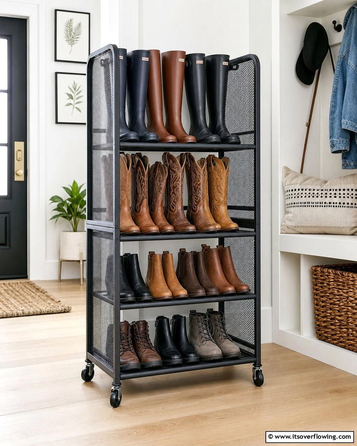 Rolling Boot Storage Carts - 25 Creative Boot Storage Ideas for Organized Homes