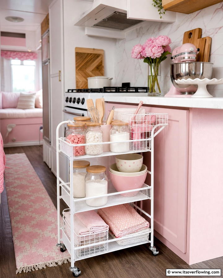 Rolling Cart Storage - 25 Mobile Home Kitchen Ideas for Stylish Living