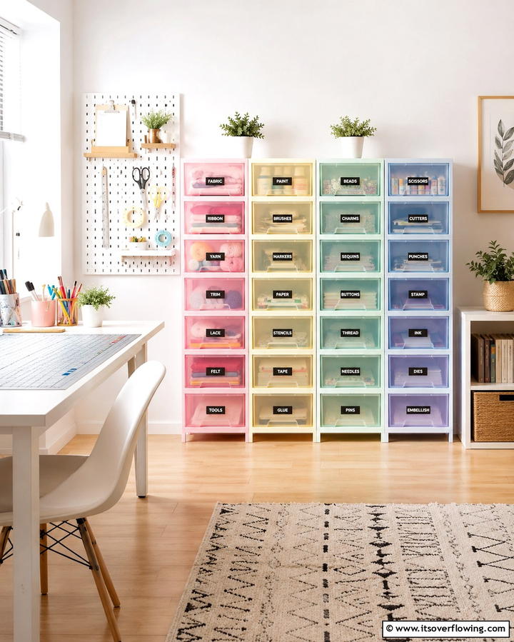 Rolling Cart for Mobile Organization - 25 Craft Room Organization Ideas for Creative Spaces