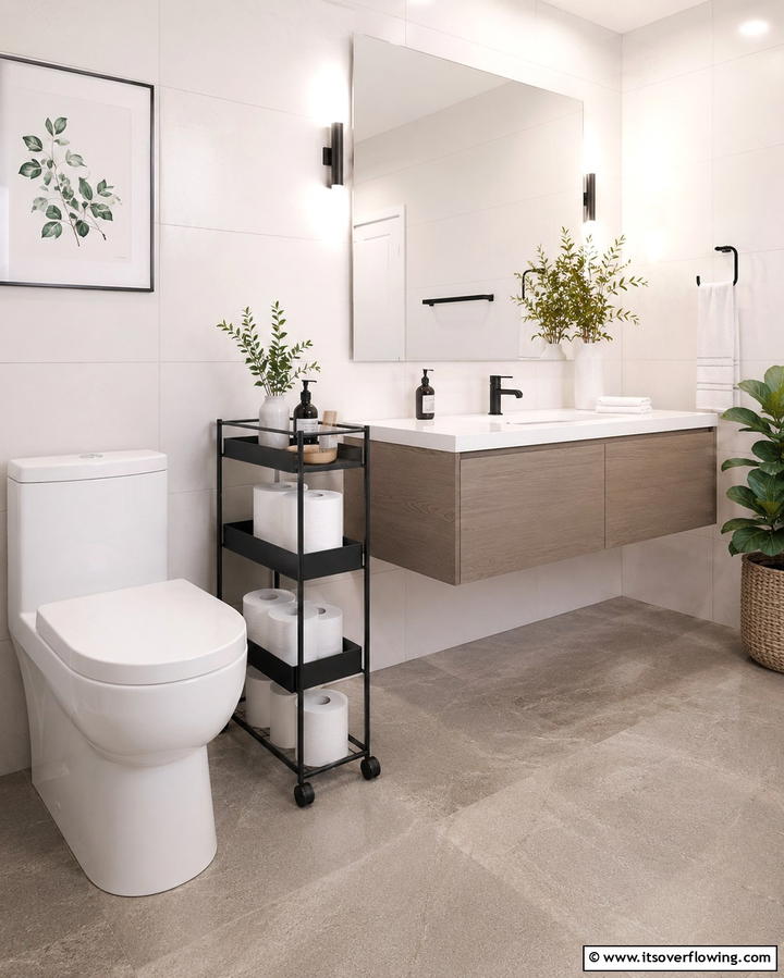 Rolling Cart - 20 Toilet Paper Storage Ideas for Organized Bathrooms