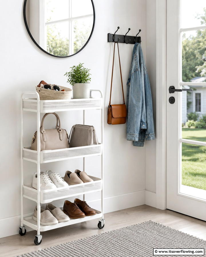 Rolling Carts for Flexible Storage - 25 Entryway Storage Ideas for Organized Homes