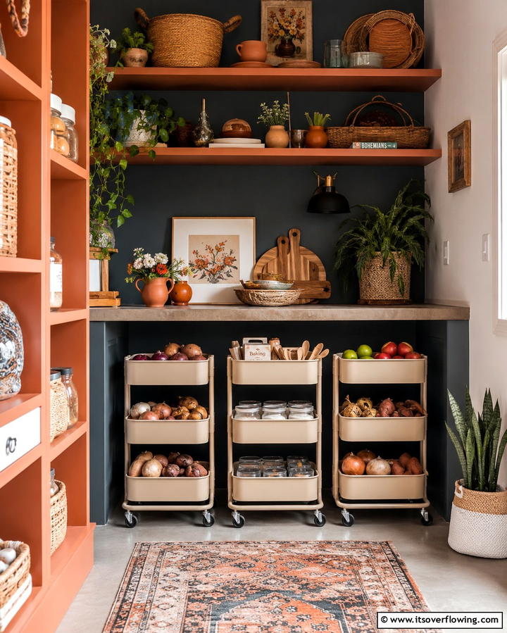 Rolling Carts for Mobile Storage - 25 Small Pantry Ideas to Maximize Your Storage Space