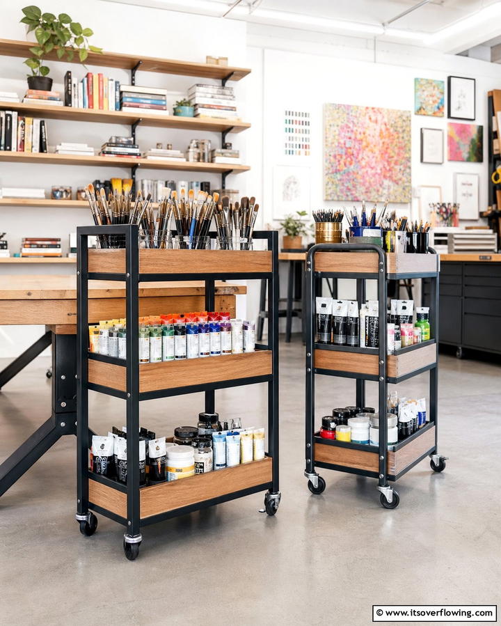 Rolling Carts for Mobility - 25 Art Room Ideas for Creative Inspiration
