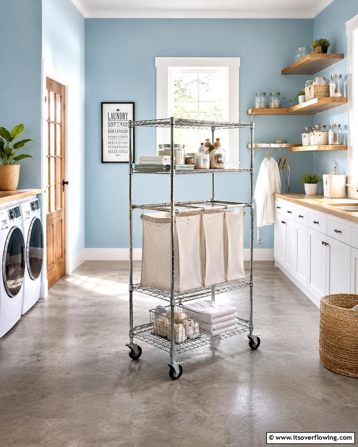 Rolling Laundry Cart - 25 Laundry Basket Storage Ideas for a Tidy Home