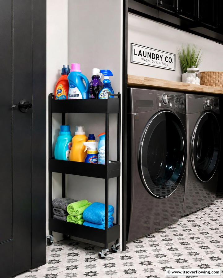 Rolling Laundry Cart - 25 Laundry Closet Ideas for Small Spaces