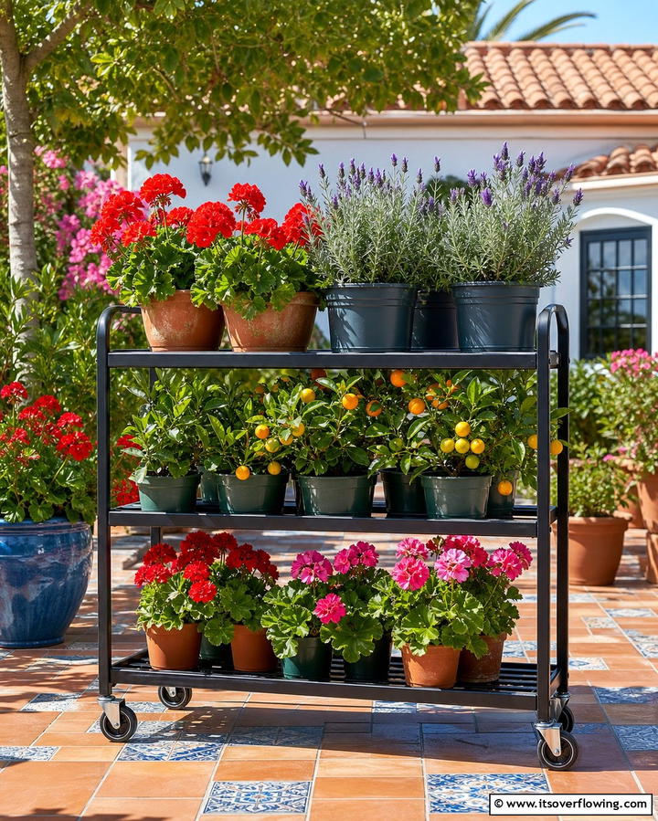 Rolling Plant Cart - 25 Outdoor Plant Stand Ideas for Greenery Lovers
