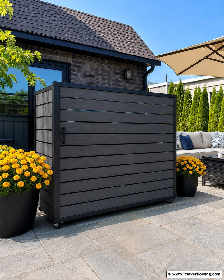 Rolling Privacy Screen - 25 Garbage Can Storage Ideas for Neat Spaces