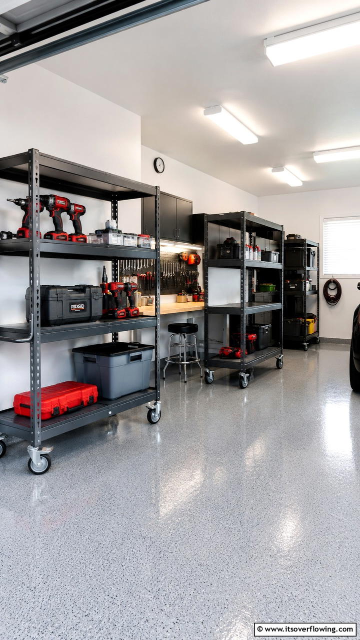 Rolling Shelving Carts - 30 Garage Shelving Ideas for Clutter-Free Storage