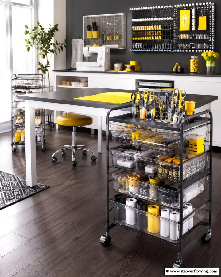 Rolling Storage Carts - 25 Sewing Room Ideas for Crafters and Hobbyists