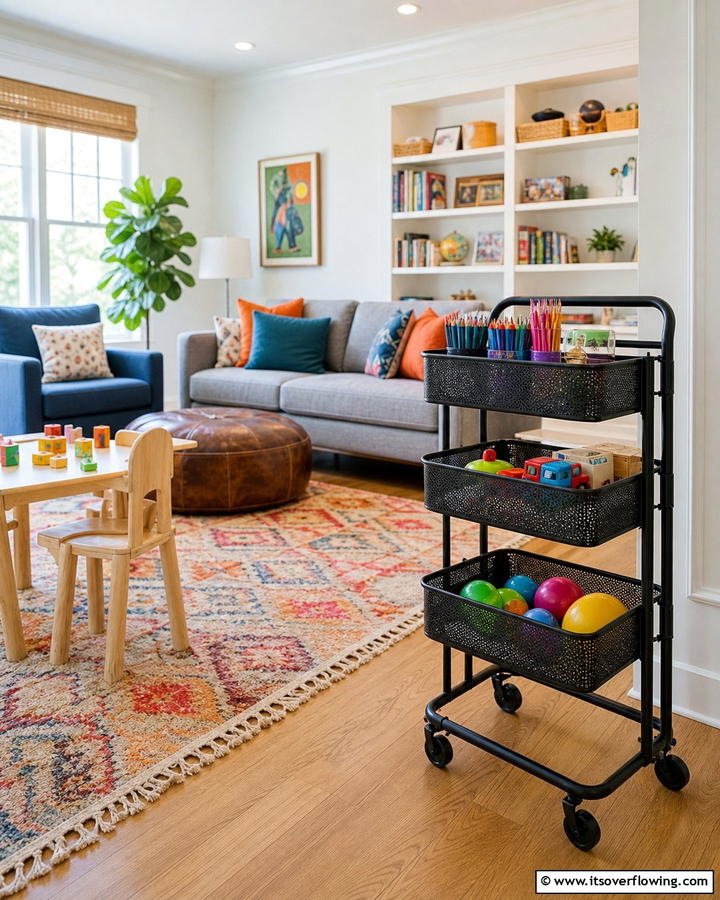 Rolling Storage Carts - 21 Living Room Toy Storage Ideas for Organized Spaces