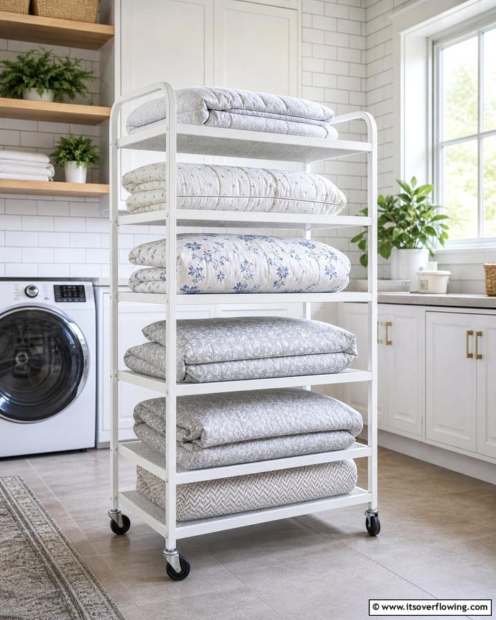 Rolling Storage Carts - 20 Comforter Storage Ideas to Maximize Space