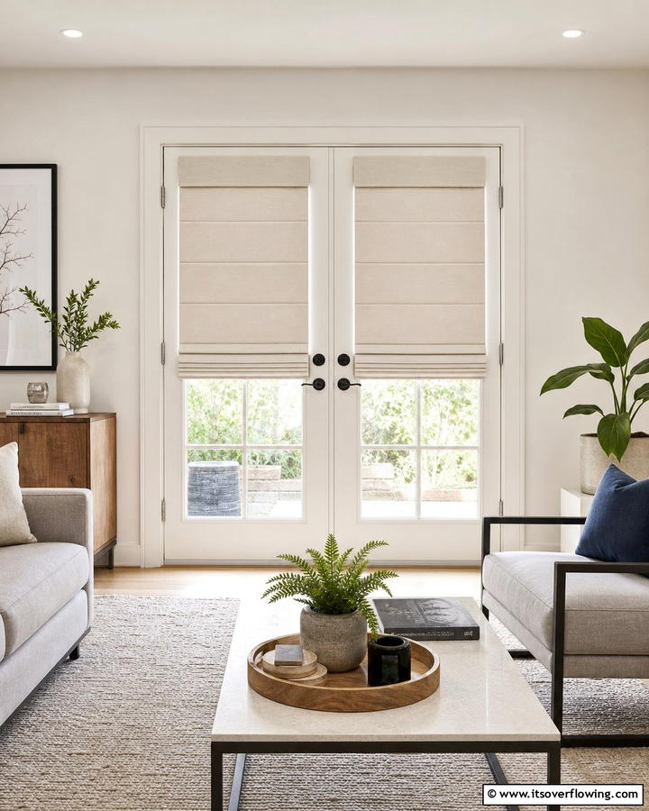 Roman Shades for Sleek Simplicity - 20 French Door Curtain Ideas to Elevate Your Home Decor