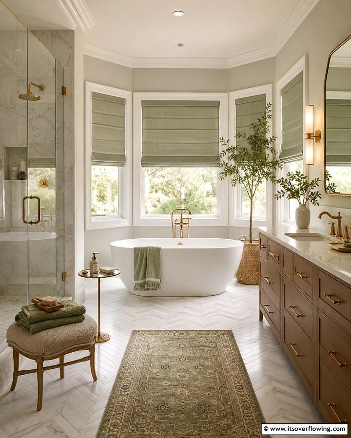 Roman Shades for Soft Sophistication - 25 Beautiful Bathroom Window Treatment Ideas for Privacy
