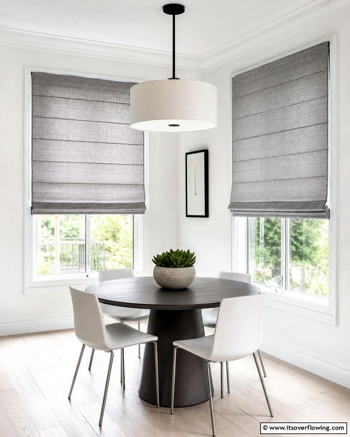Roman Shades for a Clean Look - 25 Elegant Dining Room Curtain Ideas to Transform Your Space