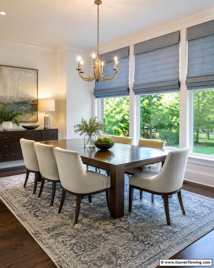 Roman Shades for a Tailored Look - 25 Dining Room Window Treatments for Elegant Spaces