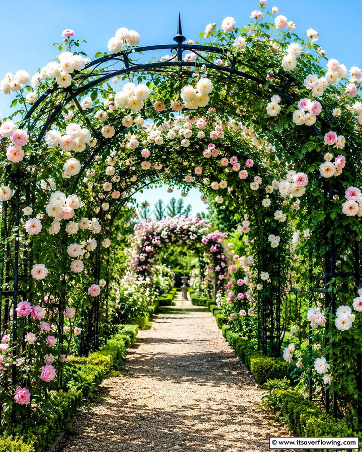 Romantic Archways with Climbing Roses - 25 Rose Garden Ideas to Create a Blooming Paradise