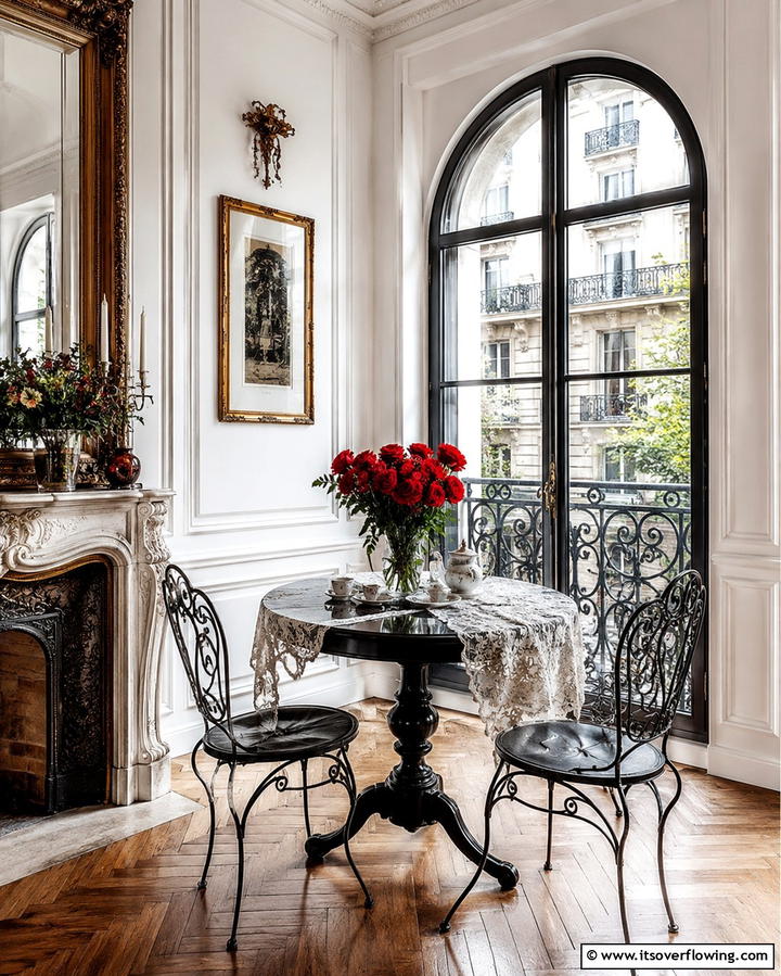 Romantic Bistro Style Seating - 25 French Balcony Ideas to Add Elegance to Your Home