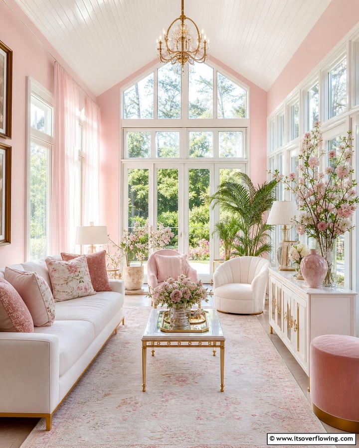 Romantic Blush Pink - 20 Sunroom Color Ideas to Brighten Your Space