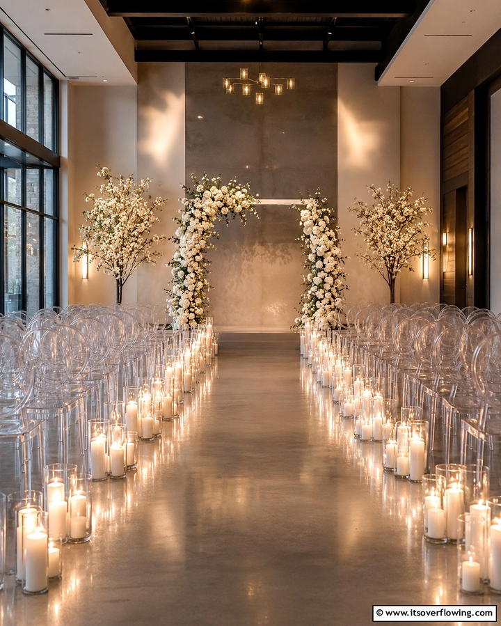 Romantic Candlelit Aisle - 30 Timeless Classic Wedding Inspiration Ideas for Elegant Celebrations