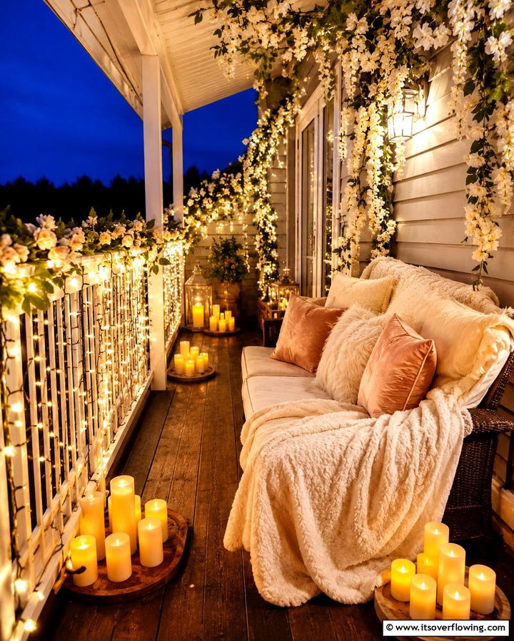 Romantic Candlelit Escape - 25 Side Porch Ideas to Enhance Your Outdoor Living Space