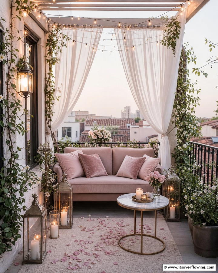 Romantic Hideaway Balcony - 21 Balcony Ideas to Turn Your Small Space into a Relaxing Retreat