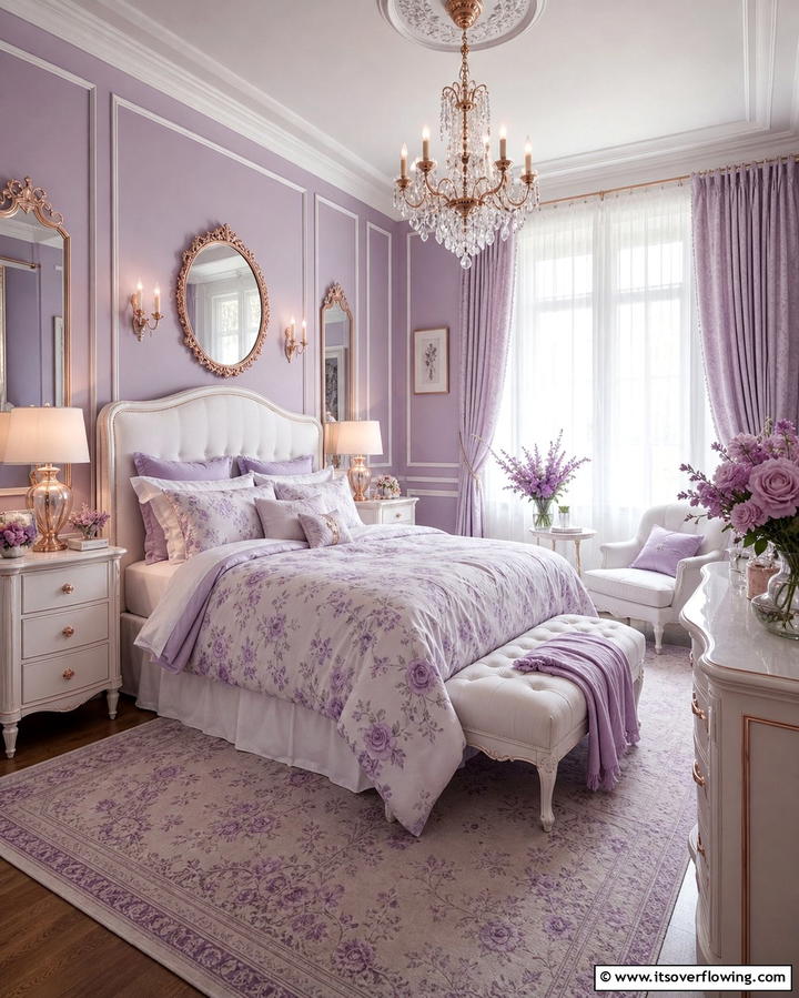 Romantic Lavender and Soft White - 25 Bedroom Painting Ideas With Two Colors for Impact