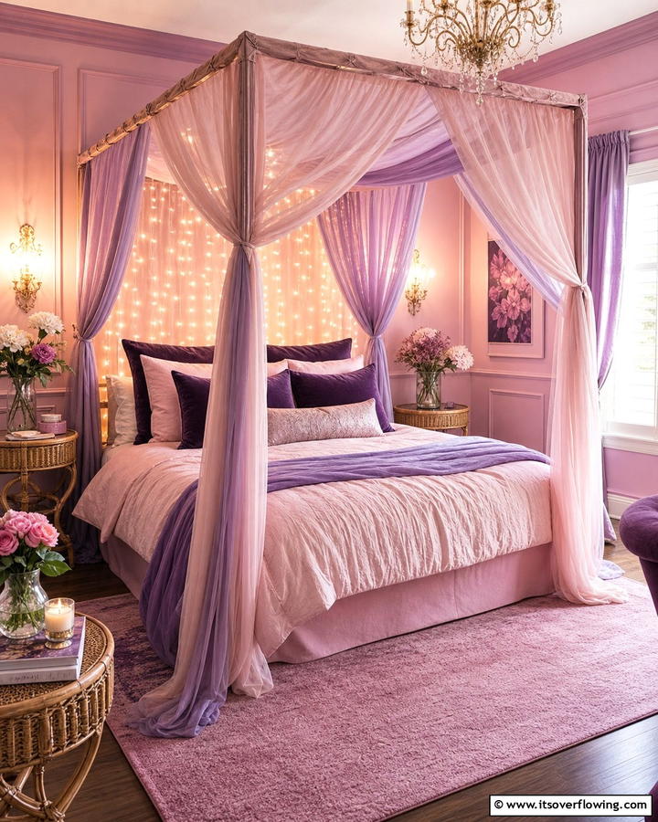 Romantic Purple and Pink Bedroom - 17 Purple Bedroom Ideas for Dreamy and Creative Spaces