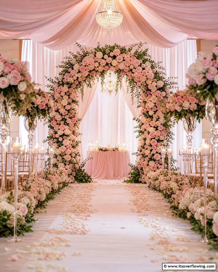 Romantic Rose Blossom Arch - 21 Beautiful Wedding Arch Ideas for Ceremony Backdrops