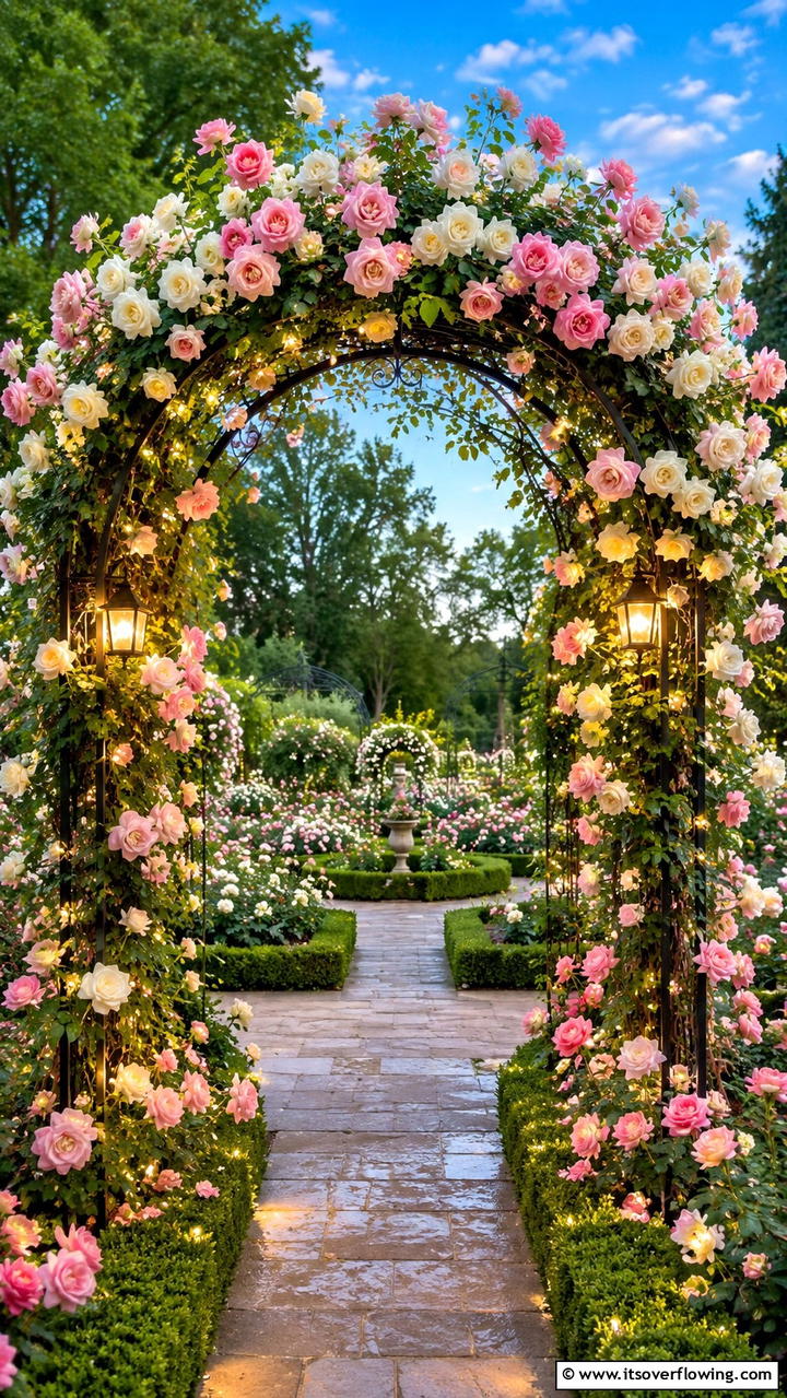 Romantic Rose Garden Arch - 30 Garden Arch Ideas for Enchanting Outdoor Spaces