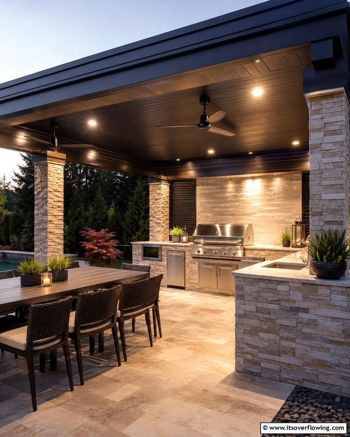 Roofed Grill Station - 25 Grill Station Ideas for the Ultimate Outdoor Cooking Space
