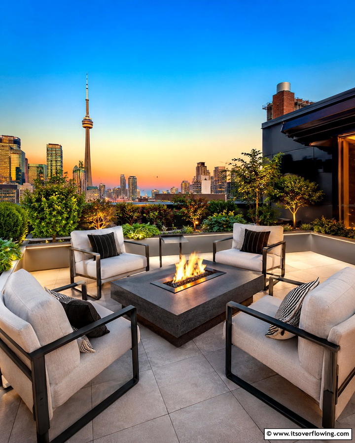 Rooftop Fire Pit Zone - 25 Rooftop Garden Ideas for Urban Green Spaces