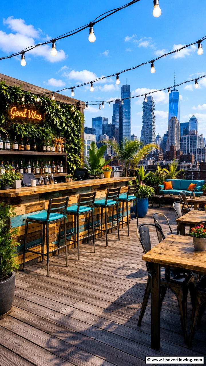 Rooftop Garden Bar - 30 Budget-Friendly Home Bar Ideas for Entertaining