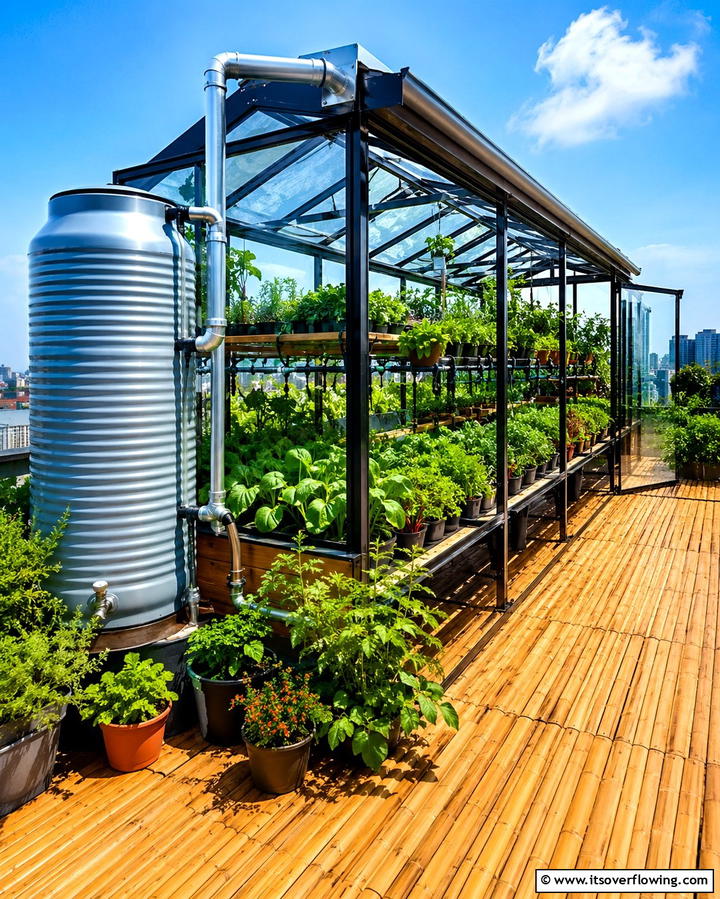 Rooftop Greenhouse with Rainwater HarvestingOne - 25 Rooftop Greenhouse Ideas for Urban Gardening
