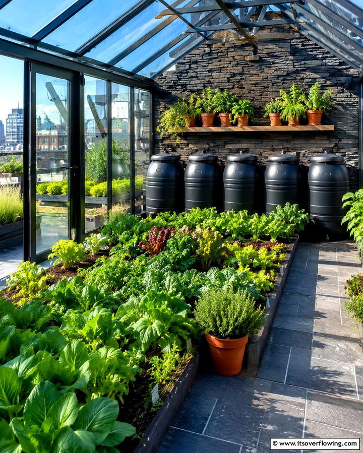 Rooftop Greenhouse with Thermal Mass Heating - 25 Rooftop Greenhouse Ideas for Urban Gardening