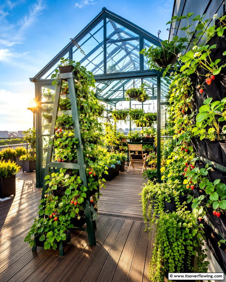 Rooftop Greenhouse with Vertical Gardening - 25 Rooftop Greenhouse Ideas for Urban Gardening