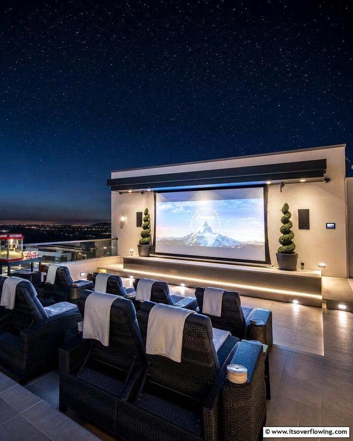 Rooftop Movie Under the Stars - 21 Rooftop Deck Layouts for Urban Outdoor Entertainment Areas
