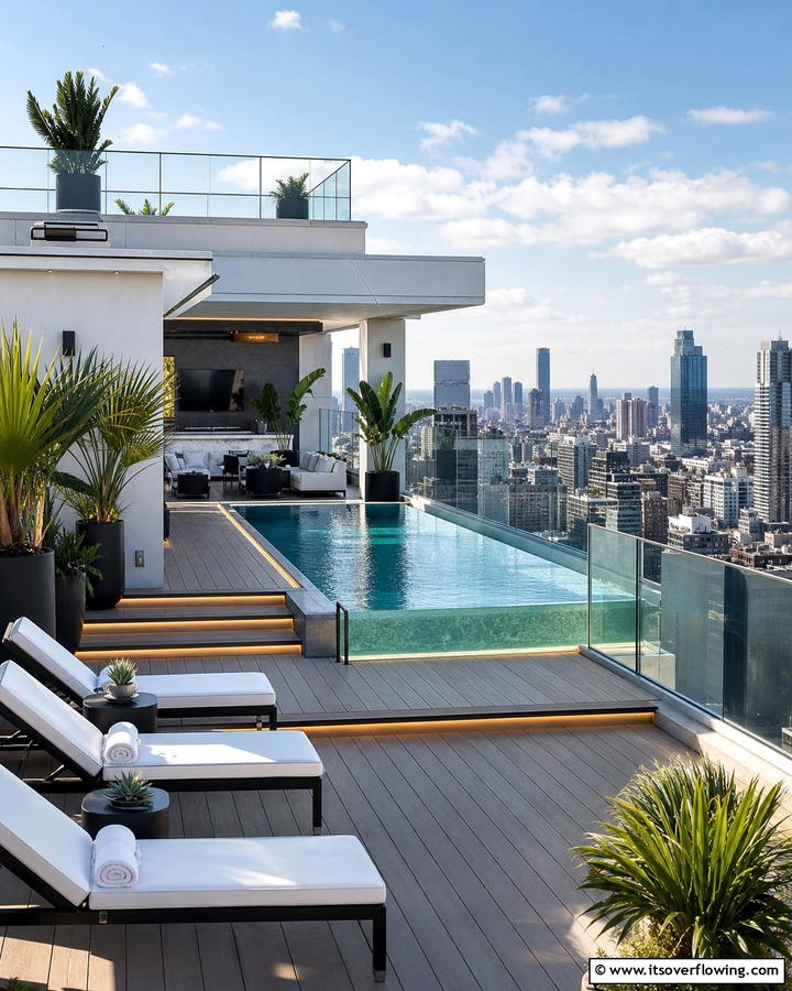 Rooftop Pool House - 21 Pool House Concepts for Stylish Backyard Escapes & Storage