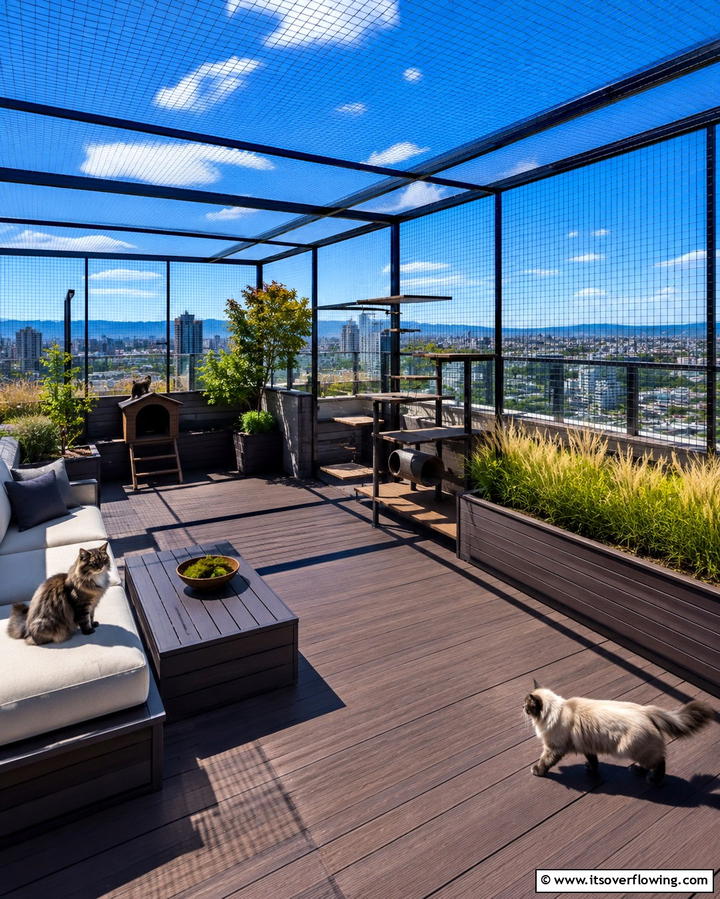 Rooftop Retreat Catio - 25 Outdoor Catio Ideas for Your Feline Friends