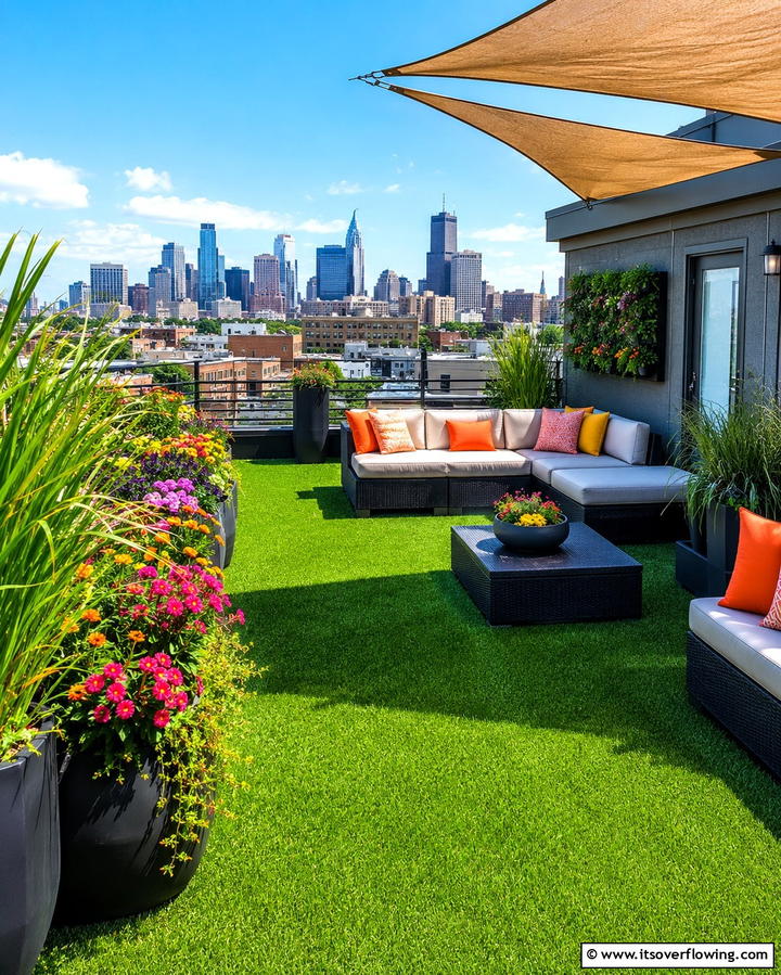 Rooftop Turf Garden - 25 Backyard Turf Ideas for a Low-Maintenance Lawn