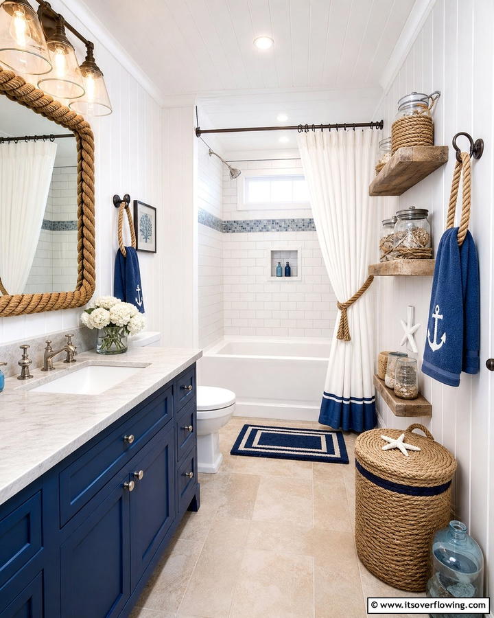 Rope Accents - 20 Nautical Bathroom Ideas for a Coastal Vibe