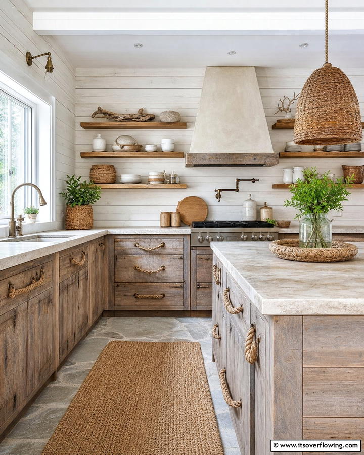 Rope Cabinet Handles - 20 Primitive Kitchen Ideas for a Rustic Charm