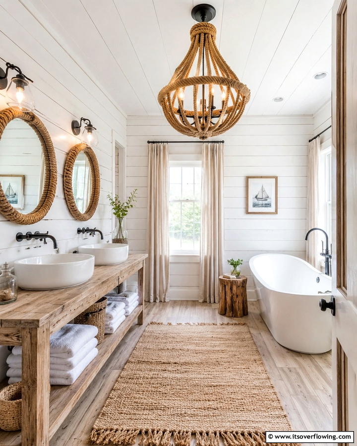 Rope Chandeliers for Rustic Charm - 25 Bathroom Chandelier Ideas for a Luxurious Touch