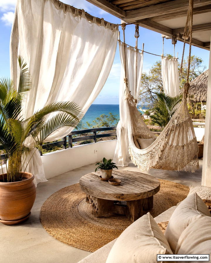 Rope Hanging Fabric - 30 Balcony Privacy Ideas for Secluded Outdoor Spaces