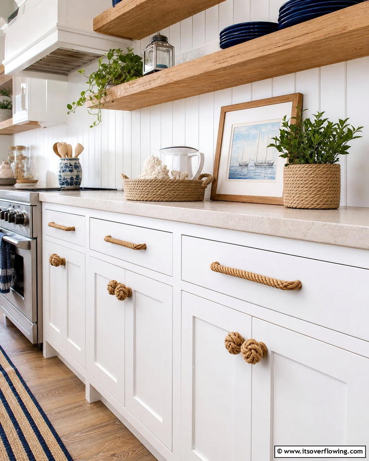 Rope Inspired Hardware - 25 Coastal Kitchen Ideas for a Beach-Inspired Look