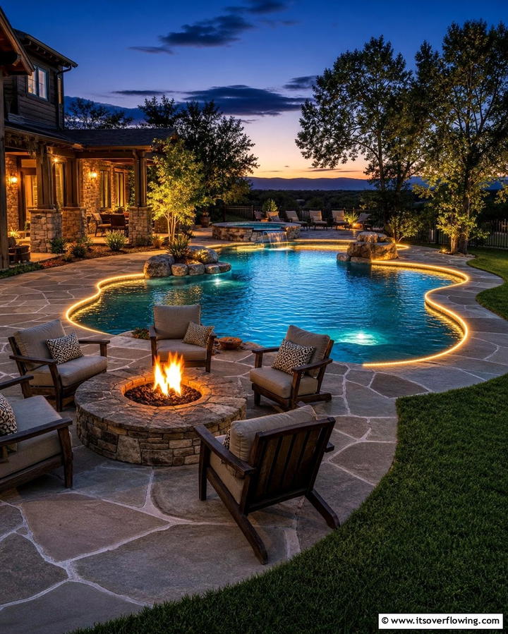 Rope Lights Around the Pool - 25 Pool Lighting Ideas to Illuminate Your Nighttime Swim
