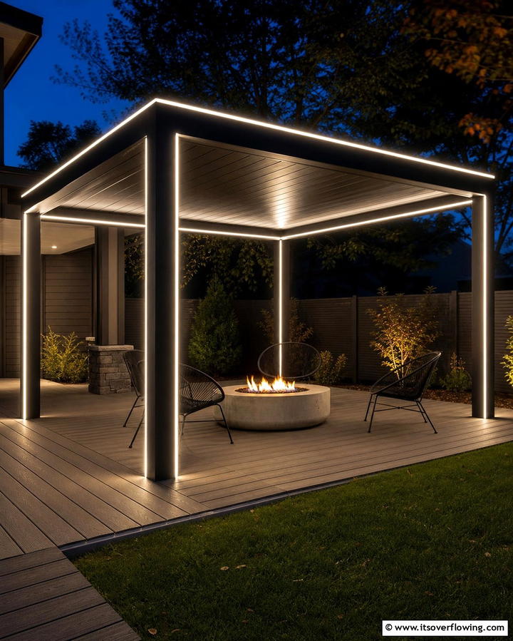 Rope Lights for Edgy Outlines - 25 Pergola Lighting Ideas to Illuminate Your Outdoor Space