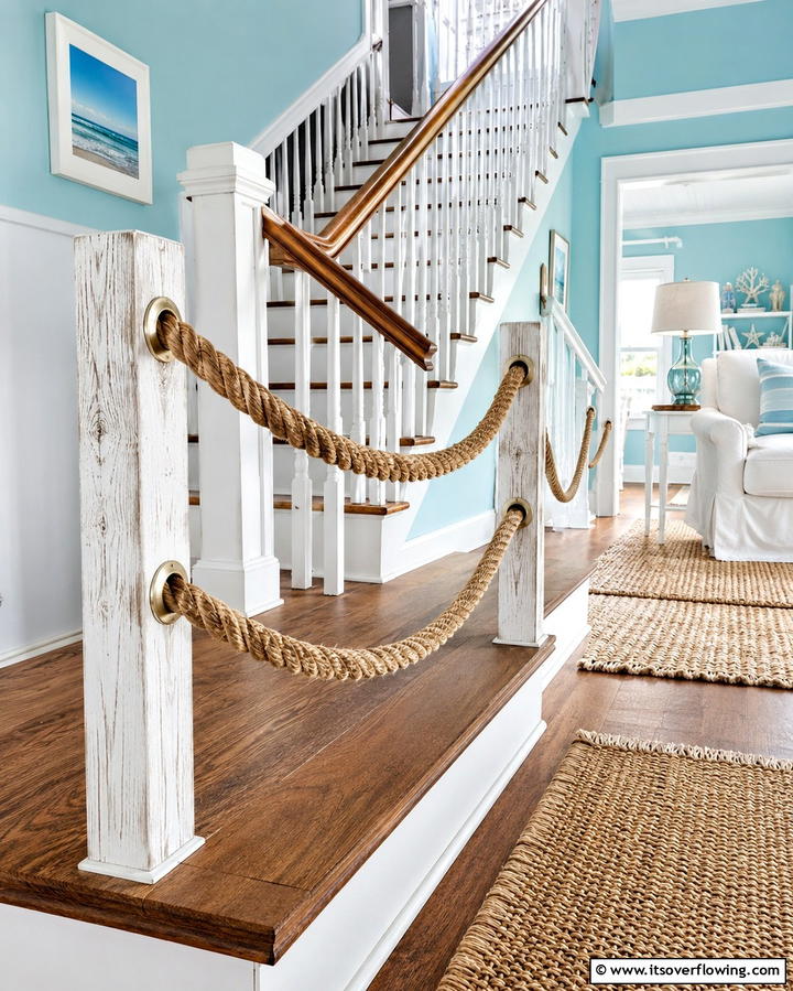 Rope Railings for Coastal Vibes - 25 Stair Railing Ideas for Modern and Traditional Homes